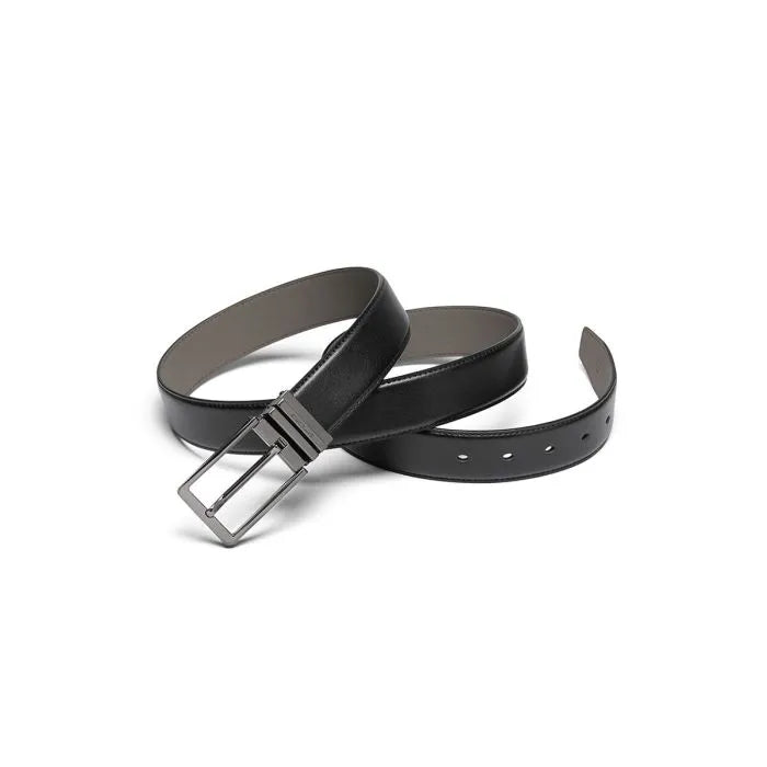 AAMIR II SQUARE BUCKLE LEATHER BELT-BLACK